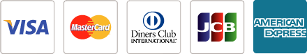 クレジットカード各社（VISA、Master、Diners、JCB、AMERICAN EXPRESS）のロゴ